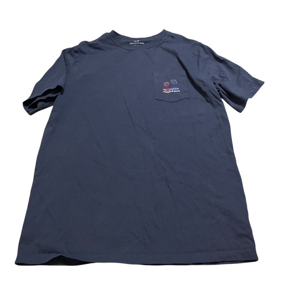 Vineyard Vines Boys XL (18) Navy Blue T-Shirt Fireworks Summer July 4Th